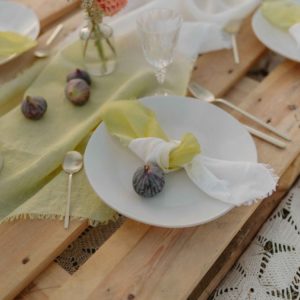 Lot de 2 serviettes de table en voile de lin frangé