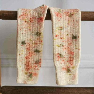 Chaussettes côtelées en laine et impressions végétales – Image 5